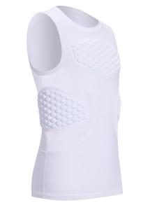 DEVOROPA Youth Boys Football Baseball Padded Compression Shirt Chest Protector Softball Lacrosse Rib Heart Sternum Guard White S