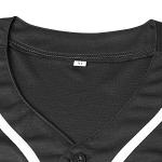 NJKA Blank Plain Hip Hop Hipster Button Down Baseball Jersey, Short Sleeve Active T Shirts (Black, XXX-Large)