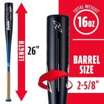 Franklin Sports Metal Youth Baseball Bat - Heist Kids Bats for Ages 8-12 - 2 5/8" Inch Big Barrel - Youth Drop -10 Aluminum Bats - USA Baseball Approved - 26" Inch / 16oz. - Royal 1000