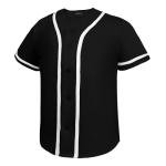 EALER BJK80 Series Kids Baseball Jersey Softball Jersey Button Down Shirts Black Size 10T