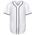 NJKA Blank Plain Hip Hop Hipster Button Down Baseball Jersey, Short Sleeve Active T Shirts (White, Large)