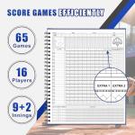 HIGHRAZON Premium Baseball Softball Scorebook, 65 Games 9+2 Extra Innings 16 Player Slots, Hard Cover Score Keeping Book for Stats, Baseball Score Book for Scorekeeper, Coach, Family (Blue)