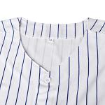 MESOSPERO Mens Button Down Shirts Short Sleeve Sports Uniforms Blank Baseball Jersey S-XXXL (White/Blue Stripe, X-Large)