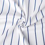 MESOSPERO Mens Button Down Shirts Short Sleeve Sports Uniforms Blank Baseball Jersey S-XXXL (White/Blue Stripe, X-Large)