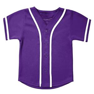 babyhealthy Kids Baseball Jersey Button Down Hip Hop Personalized Sport T Shirts Tops for Boys Girls Purple