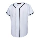 EALER BJ80 Series Mens Baseball Jersey Button Down Shirts Short Sleeve Hipster Hip Hop Sports Uniforms White