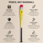 Pencil Bat - Novelty Backyard Baseball Games Gift - Youth Metal Baseball Bat - 2 5/8" Aluminum Barrel with Balanced Weight and Durable Finish (29" 19oz)