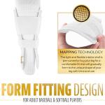 Franklin Sports Baseball + Softball Leg Guard - PRT Series Adult Shin + Foot Shield for Batting - Protective Leg + Ankle Guard with Toe Plate - Right Hand + Left Hand Hitters - White/Gold - One Size
