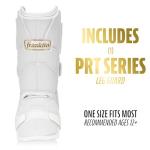 Franklin Sports Baseball + Softball Leg Guard - PRT Series Adult Shin + Foot Shield for Batting - Protective Leg + Ankle Guard with Toe Plate - Right Hand + Left Hand Hitters - White/Gold - One Size
