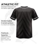 Exxact Sports Blank Baseball Jersey, Unisex Classic Two Button Softball Jersey for Men & Women, Comfortable for All-Day Wear - (Black, AL)
