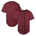 TKJPYWYH Blank Baseball Jersey Button Down Shirts,Men's Hip Hop Plain Short Sleeve Sports T Shirts S-3XL (#Burgundy, Large)