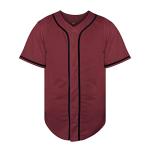 TKJPYWYH Blank Baseball Jersey Button Down Shirts,Men's Hip Hop Plain Short Sleeve Sports T Shirts S-3XL (#Burgundy, Large)