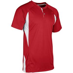CHAMPRO Mens Wild Card 2-Button Baseball/Softball Jersey, Scarlet,white, XX-Large US