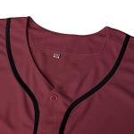 TKJPYWYH Blank Baseball Jersey Button Down Shirts,Men's Hip Hop Plain Short Sleeve Sports T Shirts S-3XL (#Burgundy, Large)