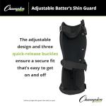 Champion Sports Universal 7.5" L Adjustable Batters Shin Guard (Set of 1) - Wrap Around Padding and Ankle/Foot Protector - Quick Release Buckles - Ages: Youth to Adult