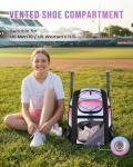 MATEIN Softball Bag, Lightweight Baseball Backpack with Shoe Compartment, Baseball Bag with Fence Hook for TBall Bat & Equipment, Softball Gifts Catchers Backpack for Women Fit Batting Glove, Helmet
