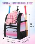 MATEIN Softball Bag, Lightweight Baseball Backpack with Shoe Compartment, Baseball Bag with Fence Hook for TBall Bat & Equipment, Softball Gifts Catchers Backpack for Women Fit Batting Glove, Helmet