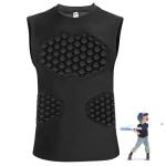 Gracfulcub Baseball Chest Protector Youth Padded Football Shirt, Chest Protector Baseball Youth, Football Padded Shirt for T Ball, Lacrosse & Goalies (Black, YL)