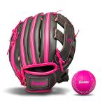 Franklin Sports RTP Teeball Performance Gloves & Ball Combo, Graphite/Pink, 9.5", Right Hand Throw