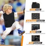 Gracfulcub Baseball Chest Protector Youth Padded Football Shirt, Chest Protector Baseball Youth, Football Padded Shirt for T Ball, Lacrosse & Goalies (Black, YL)