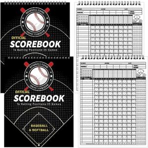 Qilery 2 Pcs Baseball Scorebook Softball Score Keeping Book 35 Games Score Book Large Print Baseball Scorebook Official College Coaching Accessories for Stats Scorekeepers, 11.6 x 8.3''(Classic)