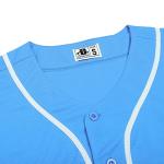 DEHANER Blank Light Blue Softball Baseball Jerseys for Men Women Hip Hop Button Down Fathers Mothers Day T-Shirt White Stripe-Light Blue Jersey Size Large