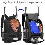 DAFISKY Baseball Bag Softball Backpack - Youth Adult T Ball Bat Equipment Bag with Bat and Helmet Holders, Shoe Compartment and Hook, Black