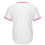 Pullonsy Adult Hip-Hop Hipster Blank Baseball Jerseys Button Up Shirts for Men Women Outfits,Light/Hot Pink Stripe White Jersey,Size M