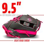 Franklin Sports RTP Teeball Performance Gloves & Ball Combo, Graphite/Pink, 9.5", Right Hand Throw