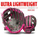 Franklin Sports RTP Teeball Performance Gloves & Ball Combo, Graphite/Pink, 9.5", Right Hand Throw