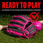 Franklin Sports RTP Teeball Performance Gloves & Ball Combo, Graphite/Pink, 9.5", Right Hand Throw