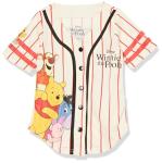 Disney Girls Winnie The Pooh Hunny Baseball Jersey Mesh Button Down Shirt Ivory/Red