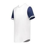 Augusta Sportswear Cutter+ Full Button Baseball Jersey White/Navy S