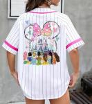 Magical Baseball Shirts for Women Princess Jersey Shirt Girls Trips Button Up Short Sleeve Jersey Top Pink