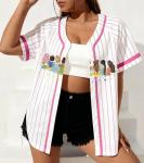 Magical Baseball Shirts for Women Princess Jersey Shirt Girls Trips Button Up Short Sleeve Jersey Top Pink