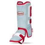 Franklin Sports Baseball + Softball Leg Guard - PRT Series Youth Shin + Foot Shield for Batting - Protective Leg + Ankle Guard with Toe Plate - Right Hand + Left Hand Hitters - Caroline Blue/Red
