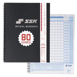 SSK 80 Game Official Scorebook Baseball + Softball – Premium Cover Score Keeping Book – 15 Player - Home + Away Team – 9.25”x12” (80 Games)