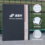 SSK 80 Game Official Scorebook Baseball + Softball – Premium Cover Score Keeping Book – 15 Player - Home + Away Team – 9.25”x12” (80 Games)