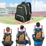 MATEIN Baseball Bat Bag for 4 Bats with Ball Pocket, Lightweight Youth Baseball Backpack with Shoe Compartment, Large Capacity Softball Equipment Bag with Fence Hook for TBall Gear, Helmet,Glove,Black