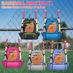 MATEIN Baseball Bat Bag for 4 Bats with Ball Pocket, Lightweight Youth Baseball Backpack with Shoe Compartment, Large Capacity Softball Equipment Bag with Fence Hook for TBall Gear, Helmet,Glove,Black