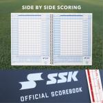 SSK 80 Game Official Scorebook Baseball + Softball – Premium Cover Score Keeping Book – 15 Player - Home + Away Team – 9.25”x12” (80 Games)