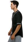 JC DISTRO Men's Short Sleeve Plain Button Down Baseball Jersey Team Jersey Black Small