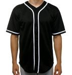 JC DISTRO Men's Short Sleeve Plain Button Down Baseball Jersey Team Jersey Black Small
