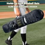 VIGEGARI Baseball Bat Bag Backpack Holds 4 Bats, Slim Bat-Focused Design for Youth & Adults, Baseball Bag with Fence Hook, Padded Bat Case with Ball Pocket, Softball & T-Ball Bat Carrying Bag