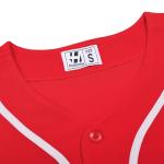 Pullonsy Blank Baseball Jersey for Men Women Hip-Hop Hipster Shirts Button Down Party Tops,White Stripe Red Jersey,Size S