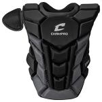 Champro Optimus Pro Plus Ergonomic Baseball Catcher’s Chest Protector for Commotio Cordis with Removeable Shoulder Cap, 15.5", Black