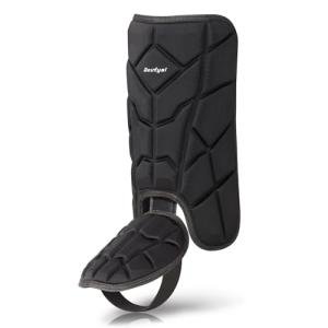 Beutyal Baseball Leg Guard, Batter's Leg Guard Softball Baseball Shin Guard for Adult Black Catcher Leg Guards with Adjustable Strap