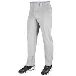 Champro Triple Crown OB Open-Bottom Loose-Fit Baseball Pant in Solid Color with Adjustable Inseam and Reinforced Sliding Areas, Grey, Adult Small