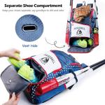 VIGEGARI Baseball & Softball Bag for Youth & Adult with 4 Bat Sleeves, Shoe Compartment, Baseball Backpack for T-Ball, Softball Equipment, Baseball Gear, Boys 8-12