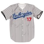HOPSHION 17 Stripes Baseball Jersey Short Sleeve Button Shirts Gifts for Fans HF024-Grey-L